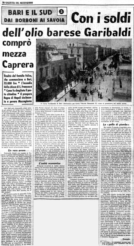VM (1964), 3 Con i soldi dell'olio barese Garibaldi comprò mezza Caprera (La Gazzetta del Mezzogiorno, 26 gennaio 1964, p. 11).jpg