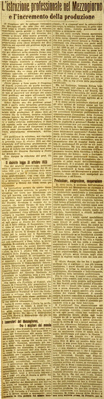 MV (1925), L'istruzione professionale nel Mezzogiorno e l'incremento della produzione, La Gazzetta di Puglia, 10 settembre 1925, p. 1-2.JPG
