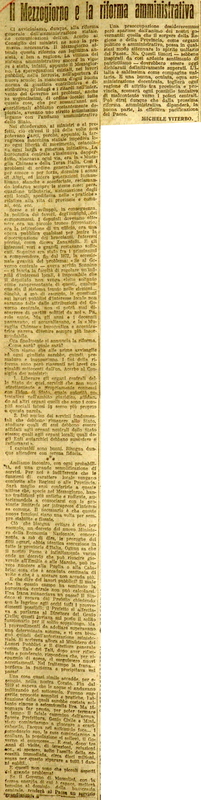 MV (1923), Il Mezzogiorno e la riforma amministrativa, Il Giornale d'Italia, 07 luglio 1923, p. 4.JPG