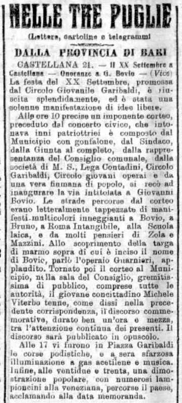 Vice (1908) Il XX Settembre a Castellana, Onoranze a G. Bovio (Corriere delle Puglie, 24 settembre 1908, p. 2).jpg
