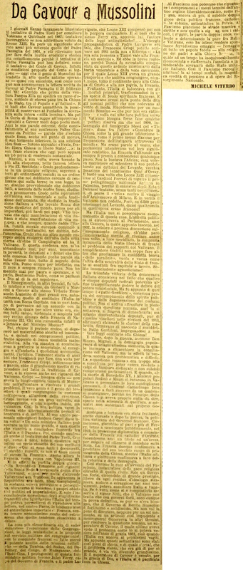 MV (1929), Da Cavour a Mussolini (Ci voleva un Uomo come quello che la Provvidenza ci ha fatto incontrare), La Gazzetta del Mezzogiorno, 15 febbraio 1929, p. 1.JPG