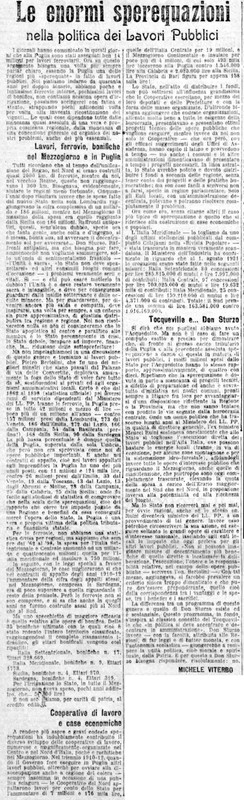 MV (1921) Le enormi sperequazioni nella politica dei Lavori Pubblici (Corriere delle Puglie, 2 dicembre 1921, p. 2).jpeg