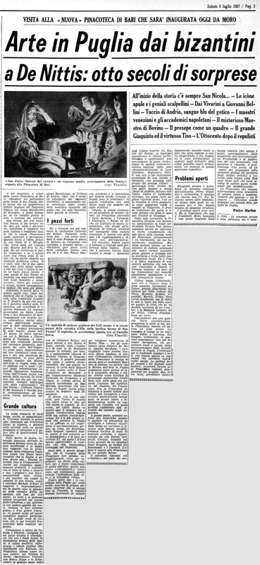 Marino Pietro (1967), Arte in Puglia dai bizantini a De Nittis, otto secoli di sorprese (La Gazzetta del Mezzogiorno, 8 luglio 1967, p. 3).jpg