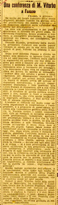 (1924) Una conferenza di M. Viterbo a Fasano, Il GdIT, 10 gennaio 1924, p. 4.JPG