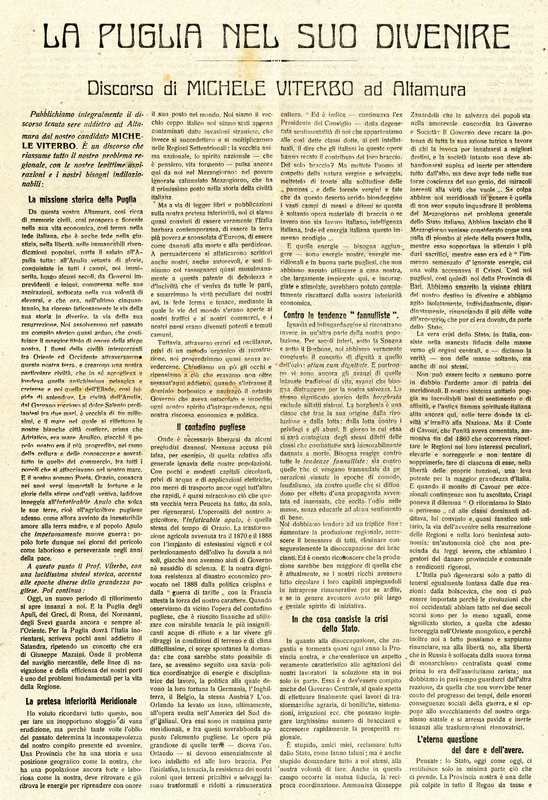 Michele Viterbo (19..) - La Puglia nel suo divenire, discorso di Michele Viterbo ad Altamura (p1-2)_Pagina_1.jpg