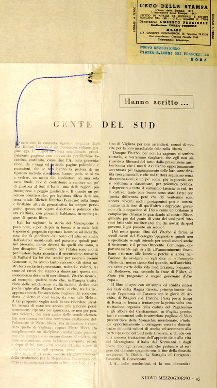 Vocino Michele (1969), Gente del Sud (recensione - parte 1).JPG