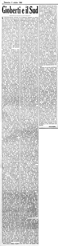 VM(1960) Gioberti e il Sud (La Gazzetta del Mezzogiorno, 9 ottobre 1960, p. 3).jpg