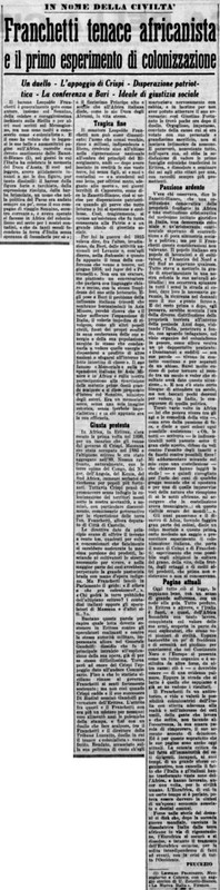 Viterbo Michele (1952) Franchetti tenace africanista e il primo esperimento di colonizzazione (La Gazzetta del Mezzogiorno, 18 marzo 1952, p. 3).jpg