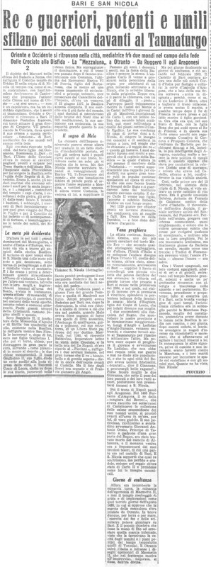 Viterbo Michele (1951) Re e guerrieri, potenti e umili sfilano nei secoli davanti al Taumaturgo (La Gazzetta del Mezzogiorno, 9 maggio 1951, p. 3).jpg