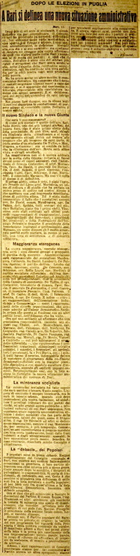 Froment (1920), A Bari si delinea una nuova situazione amministrativa, Dopo le elezioni in Puglia, Il tempo, 17 novembre 1920.JPG