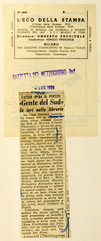 (1959), L’attesa opera di Peucezio “Gente del Sud“ da ieri nelle librerie.jpeg