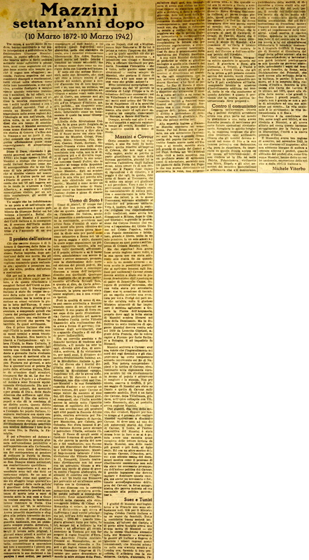 MV (1942), Mazzini settant'anni dopo (10 marzo 1872-10 marzo 1942), La Gazzetta del Mezzogiorno, 10 marzo 1942, p. 3.JPG