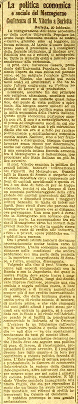 (1924) La politica economica e sociale del Mezzogiorno, Conferenza di M. Viterbo a Barletta, Il GdIT, 22 febbraio 1924, p. 4.JPG