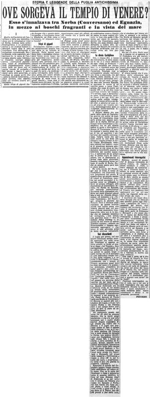 Viterbo Michele (1951) Ove sorgeva il tempio di Venere? (La Gazzetta del Mezzogiorno, 24 agosto 1951, p. 3).jpg