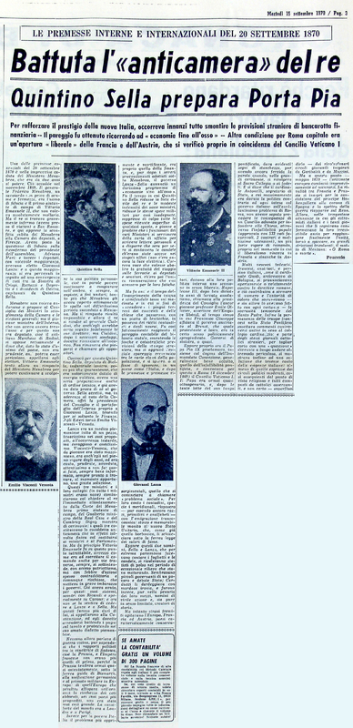VM (1970), Battuta l'anticamera del re Quintino Sella prepara Porta Pia (La Gazzetta del Mezzogiorno, 15 settembre 1970, p. 3).jpg