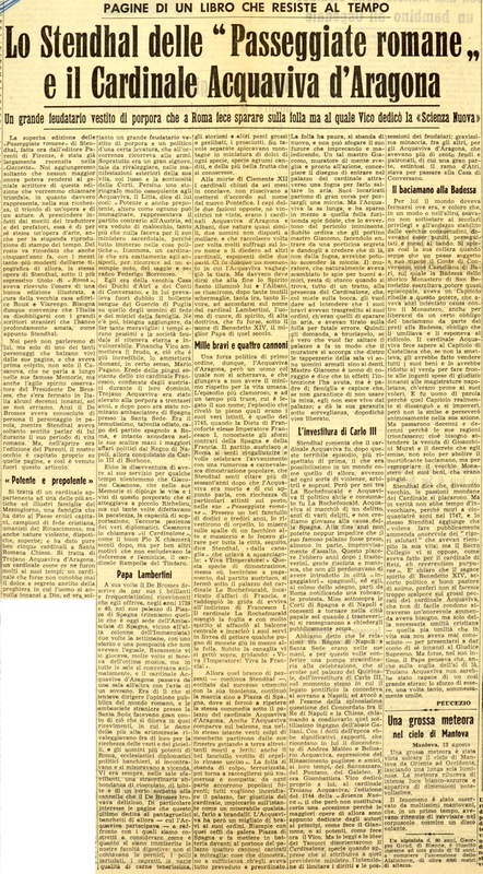 P (1957), Lo Stendhal delle Passeggiate romane e il Cardinale Acquaviva d'Aragona (La GdM, 14 agosto 1957, p. 3).JPG