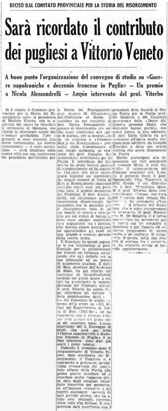 (1967), Sarà ricordato il contributo dei pugliesi a Vittorio Veneto (La Gazzetta del Mezzogiorno, 16 novembre 1967, p. 5).jpg