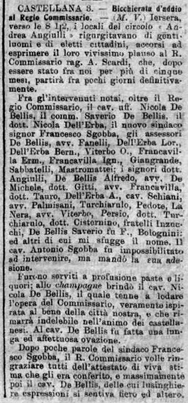 MV (1907), Bicchierata d'addio al Regio Commissario (Corriere delle Puglie, 4 ottobre 1907, p. 1).jpg
