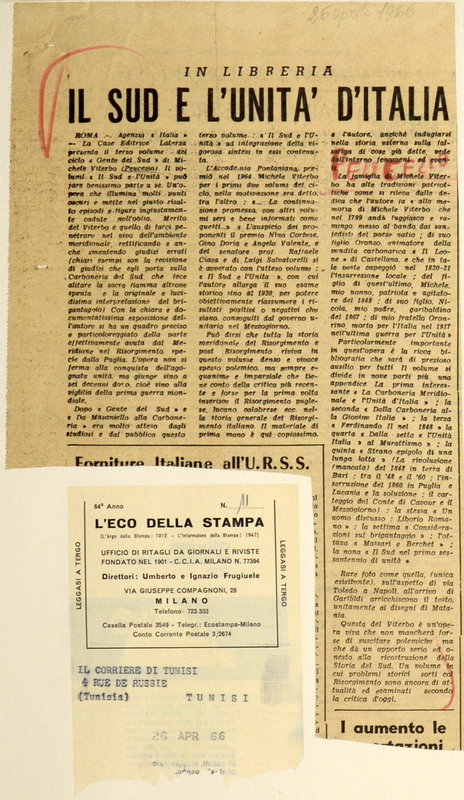 (1966) Il Sud e l'unità d'Italia, in libreria.JPG