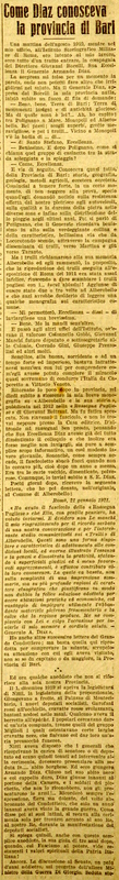 MV (1928), Come Diaz conosceva la provincia di Bari, La Gazzetta del Mezzogiorno, 6 marzo 1928, p. 1-2.JPG