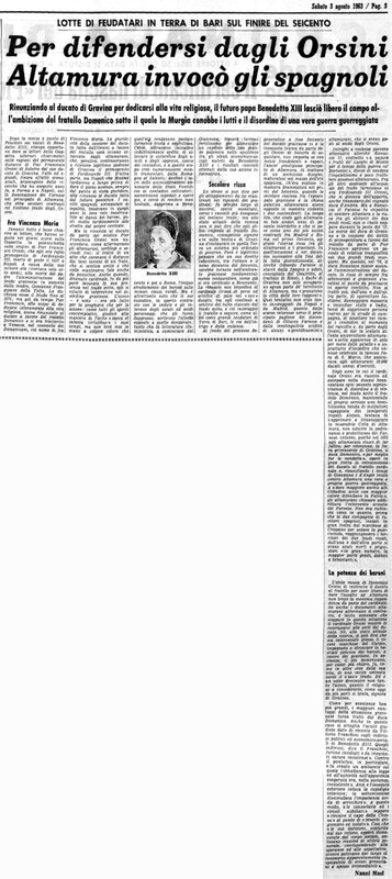 Masi Nanni (1963), Per difendersi dagli Orsini Altamura invocò gli spagnoli (La Gazzetta del Mezzogiorno, 3 agosto 1963, p. 3).jpg