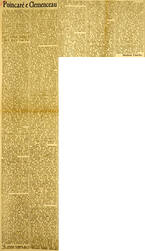 MV (1934), Poincaré e Clemenceau, La Gazzetta del Mezzogiorno, 11 gennaio 1934, p. 1.JPG