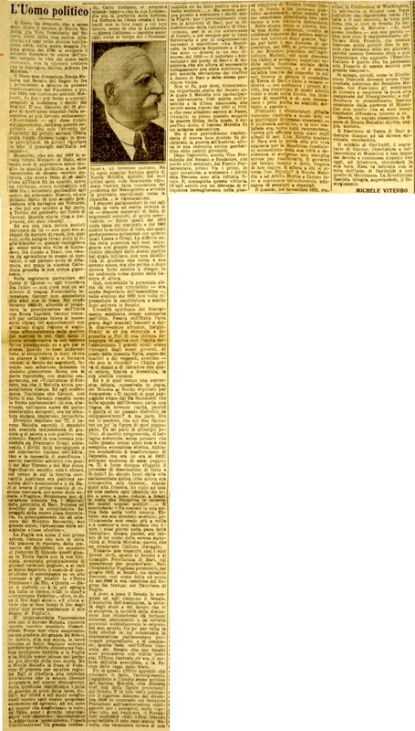 MV (1932), L’uomo politico (Oggi la spoglia mortale di Nicola Melodia ritorna ad Altamura sua città natale), La Gazzetta del Mezzogiorno, 20 novembre 1932, p. 3.JPG