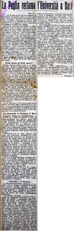 Froment (1920) La Puglia reclama l'università a Bari (Il tempo, 1 gennaio 1920).JPG
