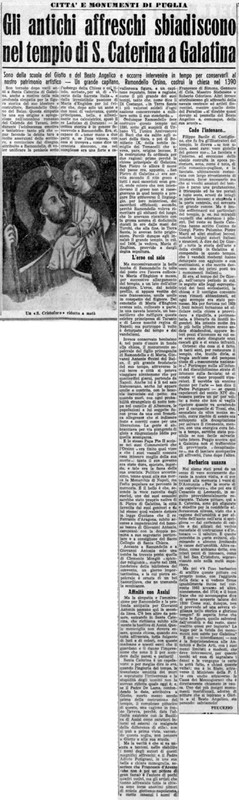 Viterbo Michele (1952) Gli antichi affreschi sbiadiscono nel tempio di S. Caterina a Galatina (La Gazzetta del Mezzogiorno,14 dicembre 1952, p. 3).jpg