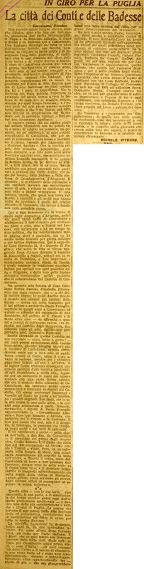 MV (1923), La città dei Conti e delle Badesse, In giro per la Puglia, Il Giornale d'Italia, 27 dicembre 1923, p. 2.JPG