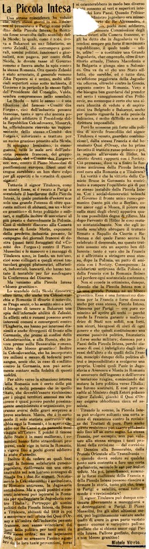 Michele Viterbo (1933) - La piccola intesa (Il quotidiano eritreo - Asmara - 26 aprile 1933).jpg