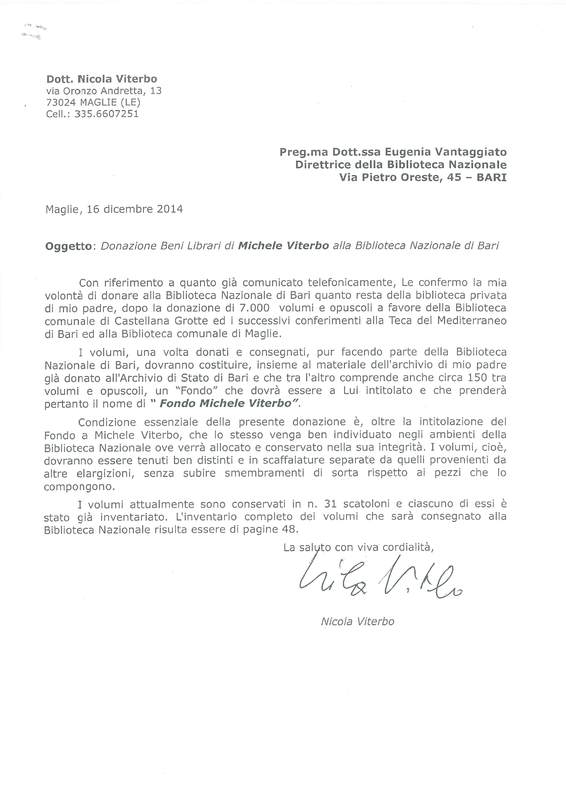 (2014) Donazione libri di Michele Viterbo alla Biblioteca nazionale di Bari.jpg
