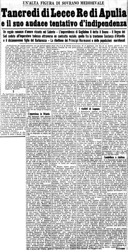 VM(1959) Tancredi di Lecce Re di Apulia e il suo audace tentativo d'indipendenza 1 (La Gazzetta del Mezzogiorno, 29 maggio 1959, p. 3).jpg