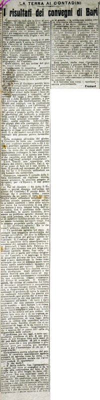 Froment (1918) I risultati dei convegni di Bari, La terra ai contadini (L'Epoca, 24 marzo 1918, p. 3).JPG