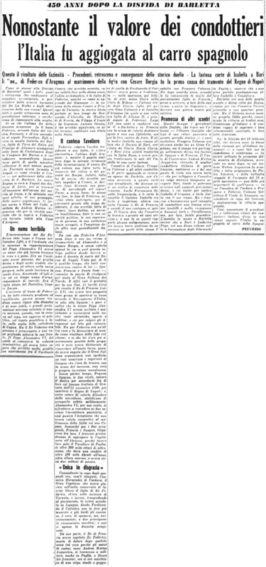 Viterbo Michele (1953) Nonostante il valore dei condottiri l'italia fu aggiogata al carro spagnolo (La Gazzetta del Mezzogiorno, 17 febbraio 1953, p. 3).jpg