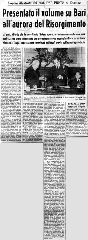 (1970), Presentato il volume su Bari all'aurora Risorgimento (La Gazzetta del Mezzogiorno, 1 novembre 1970, p. 5).jpg