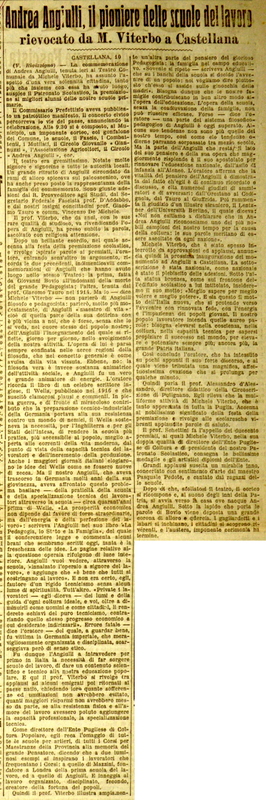 (1925), Andrea Angiulli, pioniere delle scuole del lavoro, rievocato da M. Viterbo a Castellana, La Gazzetta di Puglia, 11 agosto 1925, p. 3.JPG