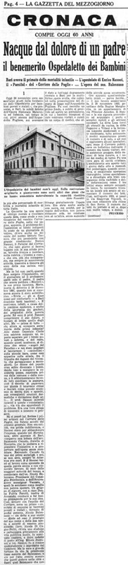 Viterbo Michele (1953) Nacque dal dolore di un padre il benemerito Ospedaletto dei Bambini (La Gazzetta del Mezzogiorno, 20 novembre 1953, p. 3).jpg