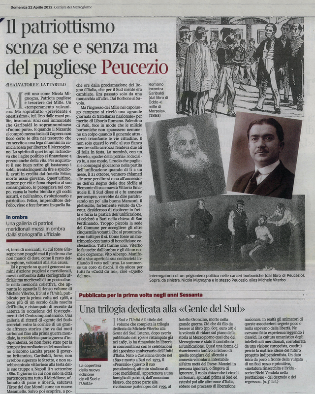 Lattarulo Salvatore (2012) Il patriottismo senza se e senza ma del pugliese Peucezio.jpg
