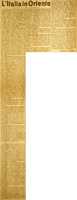 MV (1926), L'Italia in Oriente, La Gazzetta di Puglia - Le vie dell'Oriente, 30 luglio 1926, p. 3.JPG