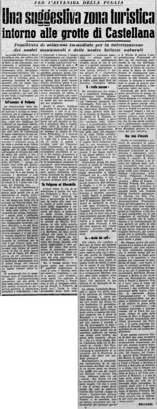 Viterbo Michele (1952) Una suggestiva zona turistica intorno alle grotte di Castellana (La Gazzetta del Mezzogiorno, 9 marzo 1952, p. 3).jpg