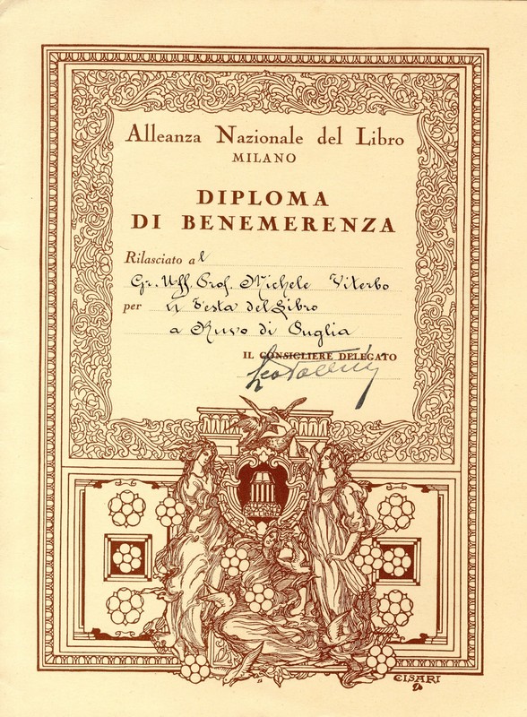 (19..) Attestato di benemerenza (Alleanza Nazionale del Libro - Ruvo di Puglia).jpg