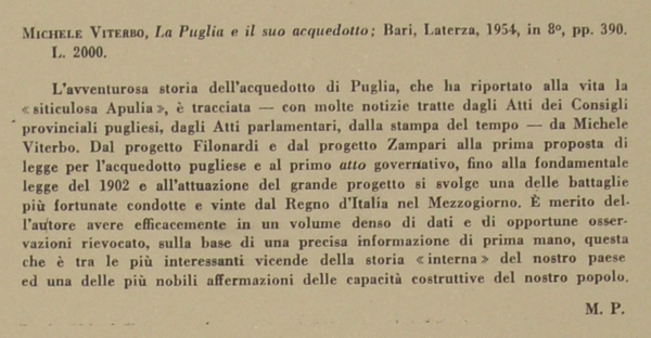 M. P. (1954), La Puglia e il suo acquedotto [Recensione].JPG