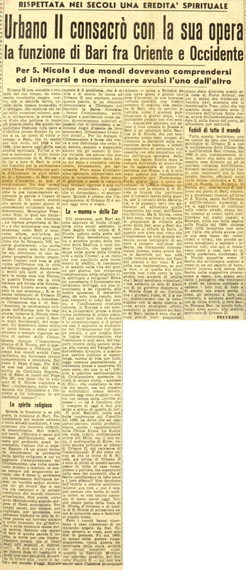 P (1957), Urbano II consacrò con la sua opera la funzione di Bari fra Oriente e Occidente (La GdM, 7 maggio 1957, p. 3).JPG