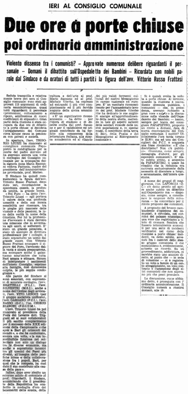 (1966), Due ore a porte chiuse poi ordinaria amministrazione (La Gazzetta del Mezzogiorno, 20 ottobre 1966, p. 66) [vd medaglia del 66].jpg