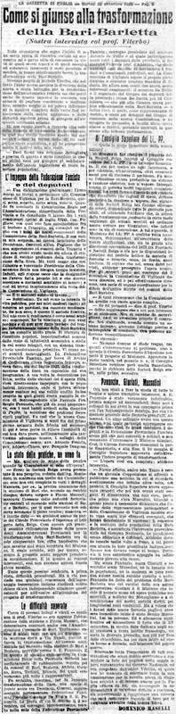 (1925) Come si giunse alla trasformazione della Bari-Barletta, Nostra intervista col prof. Viterbo (La Gazzetta di Puglia, 22 settembre 1925, p. 4).jpg