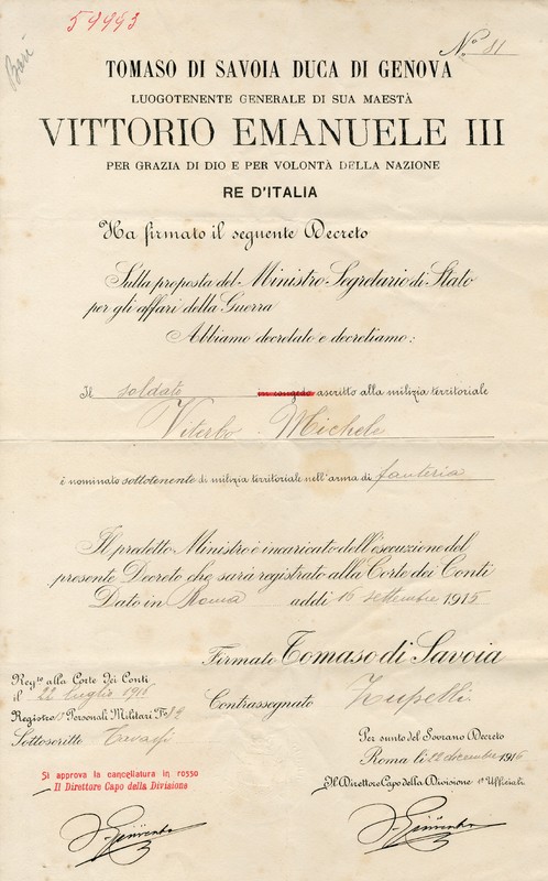 (1915) Decreto di nomina a sottotenente della Fanteria.jpg