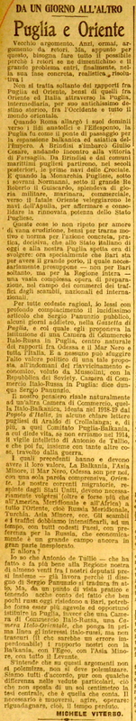 MV (1924), Puglia e l'Oriente, da un giorno all'altro, Il Giornale d'Italia, 11 gennaio 1924, p. 4.JPG