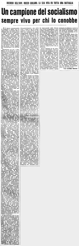 Un vecchio barese (1966), Un campione del socialismo sempre vivo per chi lo conobbe (La Gazzetta del Mezzogiorno, 15 luglio 1966, p. 15).jpg