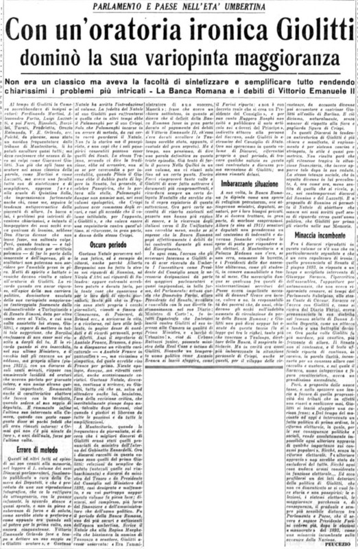 Viterbo Michele (1953) Con un'oratoria ironica Giolitti dominò la sua variopinta maggioranza (La Gazzetta del Mezzogiorno, 23 ottobre 1953, p. 3).jpg